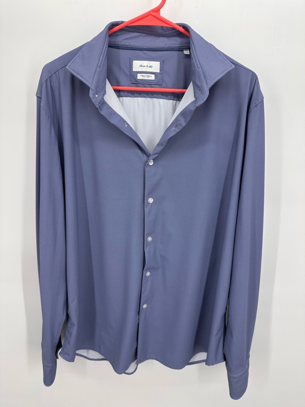 Porter & Ash XL Luxury Kinetic Stretch Men’s Blue Casual Dress Shirt
